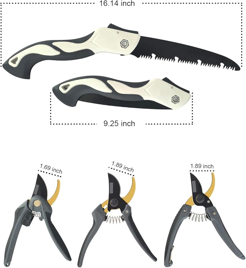4 Piece Gardening Scissors Folding Saw and Pruner Set Sharp Hand Garden Clippers Set with Folding Pruner Saw-PurrikoPets