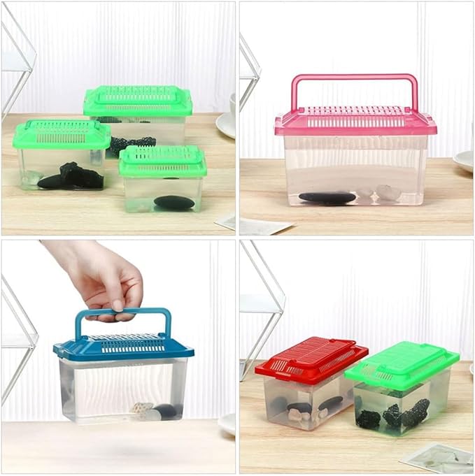 FRCOLOR Plastic Turtle Fish Tank Pet Fish Tank Small Aquarium Plastic Goldfish Aquarium Habitat Acrylic Reptile cage reptisoil terrariums Handheld Feeding Box Household-PurrikoPets