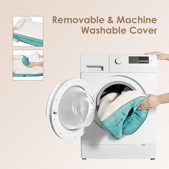 EHEYCIGA Orthopedic Dog Bed for Small Dogs, Waterproof Memory Foam Small Dog Beds with Sides, Non-Slip Bottom and Egg-Crate Foam Medium Pet Couch Bed with Washable Removable Cover, Turquoise Blue-PurrikoPets