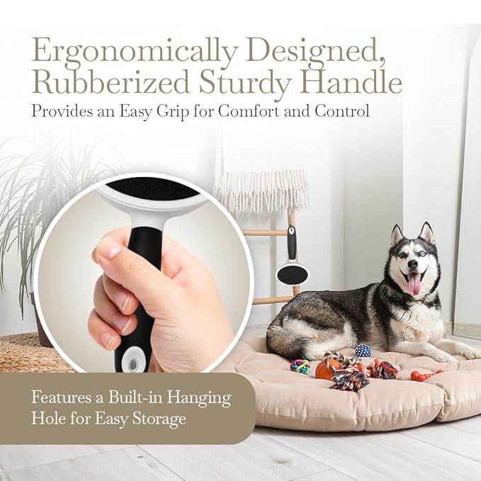 Fuller Brush Slicker Pet Brush - Angled Fine Steel Wires - Ergonomically Designed Rubberized Handle For Comfort & Control - Remove Shedding & Matted Hair - Tool For Grooming Dogs & Cat-PurrikoPets