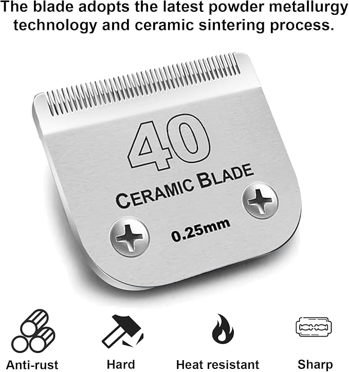 3PCS 40 Blades Dog Grooming Replacement Blades Compatible with Andis Dog Clipper,Ceramic Blade & Stainless Steel Blade-PurrikoPets