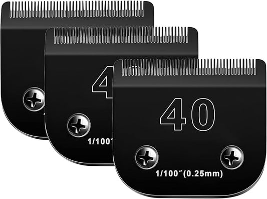 3PACK 40 Blades Dog Grooming Blades Compatible with Ainds/Oster A5/Wahl KM-10 Series Dog Clippers,Detachable Clipper Replacement Blade，Black-PurrikoPets