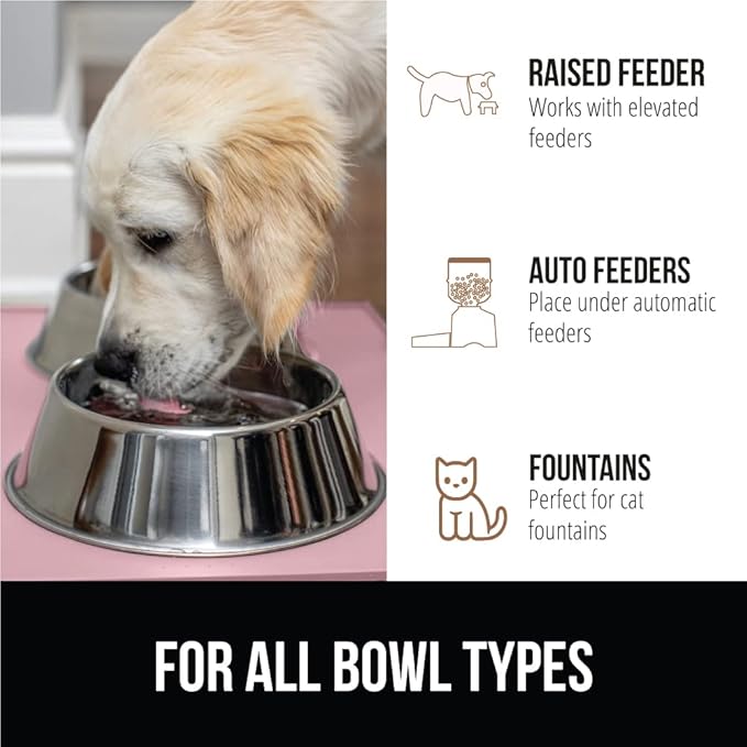 GORILLA GRIP 100% Waterproof Raised Edge BPA Free Silicone Pet Feeding Mat, Dog Cat Food Mats Contain Spills Protects Floors, Placemats for Cats and Dogs Water Bowl, Pets Accessories 28x18 Pink-PurrikoPets