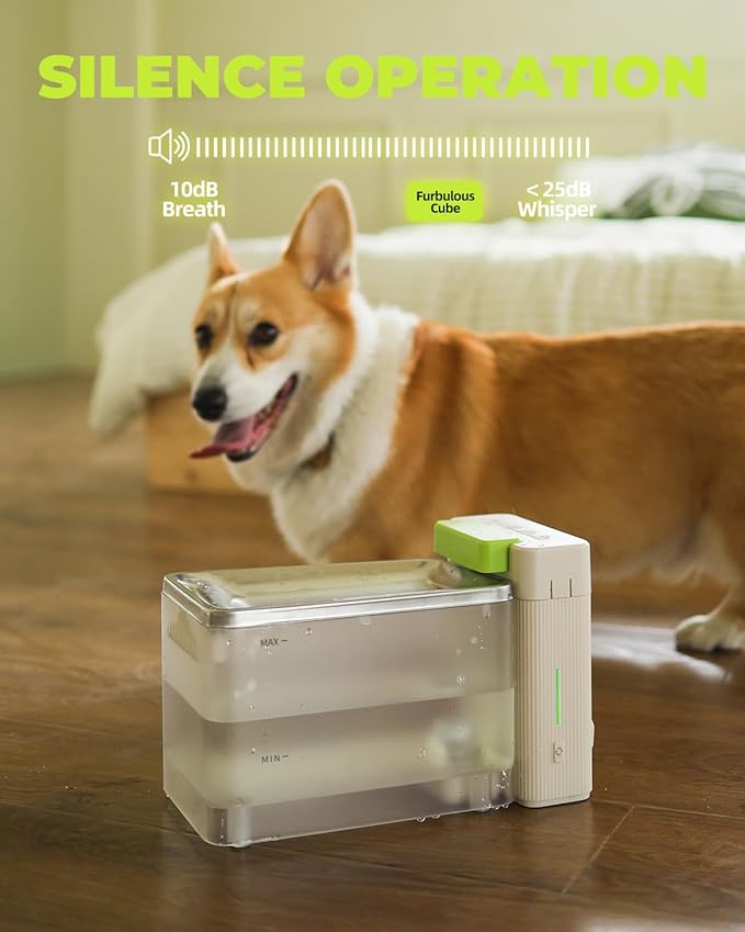 Furbulous 316 Stainless Steel Automatic Water Fountain with Ultrafiltration Tech, 3.3L/112oz Large Bowl, Ultra-Quiet, BPA-Free Dish Two Modes Water Dispenser for Cats/Medium Dogs/Pets (Black)-PurrikoPets