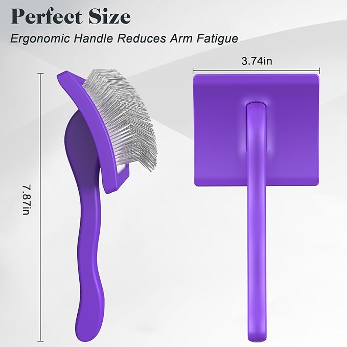2PCS Slicker Brush for Dogs & Pet Comb,Professional Dog Grooming Brush (Goldendoodles,Poodles,Labradoodles) with Extra Long Pins to Effectively Remove Tangles, Knots and Mats (Purple)-PurrikoPets