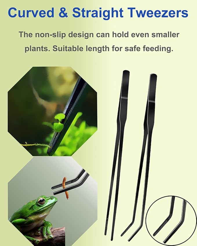 4Pcs Aquascaping Tools Kit, Long Stainless Steel Aquarium Plant Tools with Black Anti-rust Coating, Aquarium Tweezers, Scissors, and Scrapers for Aquascaping Cleaning（Magnetic Tool Holder）-PurrikoPets