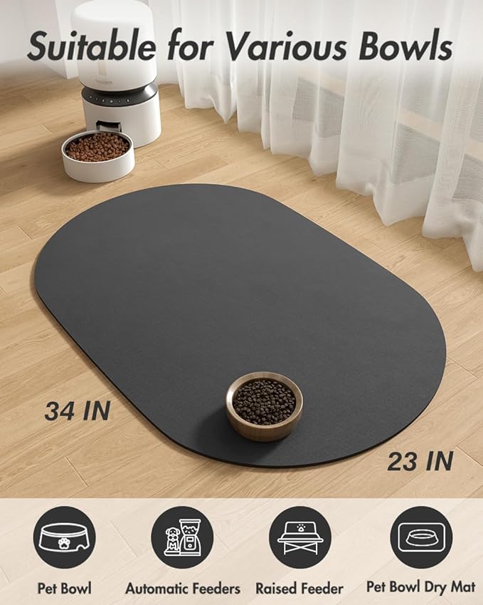 Absorbent Dog Food Mat-Dog Mat for Food and Water Bowl, Quick Dry Pet Food Mat, No Stains Cat Feeding mat, Pet Accessories Pet Supplies Mat-Cat Water Bowl Mat for Messy Drinkers-PurrikoPets