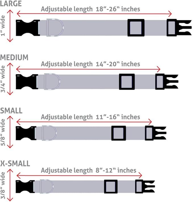 GoTags Dog Collars, Durable Solid Nylon Dog Collars in 5 Color Options and 4 Adjustable Sizes for Puppy and Dogs Extra Small, Small, Medium or Large-PurrikoPets