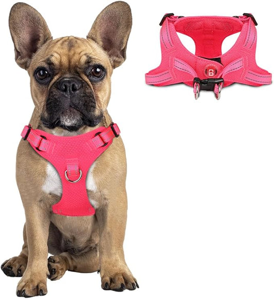 Dog Harness Step in Dog Vest Harness, Reflective Adjustable Puppy No Pull Harness Breathable Soft for Small and Medium Dogs Cats, Pink, S-PurrikoPets