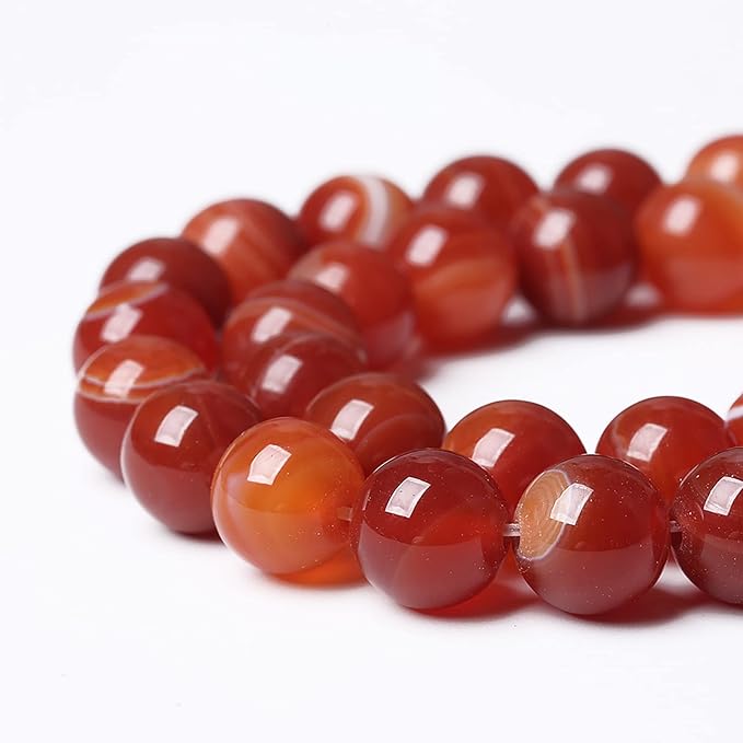 90PCS 4mm Natural Red Striped Agate Beads Round Loose Gemstone Beads for Jewelry Making DIY Bracelet Necklace 15 Inch,Energy Stone Healing Power (Red Striped Agate Beads, 4mm)