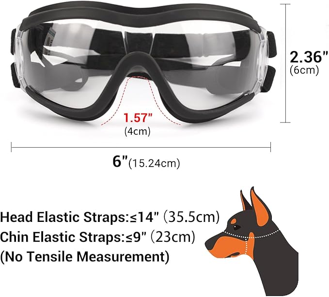 Dog Goggles Anti-UV Windproof Dog Sunglasses Eye Protection for Medium Large Dogs with Adjustable Straps/Clear Lense-PurrikoPets