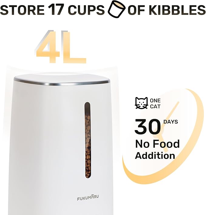 FUKUMARU Automatic Cat Feeder, 4L Dog Feeders with Double Bowls, Support DIY Meals and Timed Control WiFi Cat sFood Dispenser, Suit for Most Pet Food-PurrikoPets