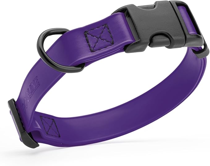 Dogline Biothane Waterproof Dog Collar with Quick Release Buckle Strong Coated Nylon Webbing with Odor- Proof for Easy Care Easy to Clean Fits Small Medium Large Dogs, Purple 5/8" W 9-14" L-PurrikoPets