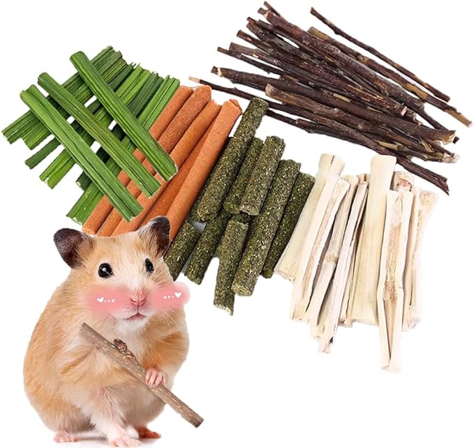 400g 5 Guinea Pig Toys Apple Sticks, Tissimo Grass Sticks, Sweet Bamboo, Papaya Stems, Carrot Sticks Pertain Chinchilla Squirrel Gerbil Hamster Squirrel Guinea Pigs-PurrikoPets