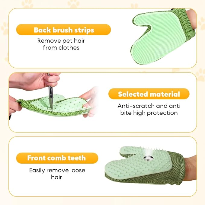 2025 New Pet Hair Removal Glove, Upgrade Electrostatic Pet Grooming Gloves for Cats and Dogs, Efficient Cat Gloves-PurrikoPets