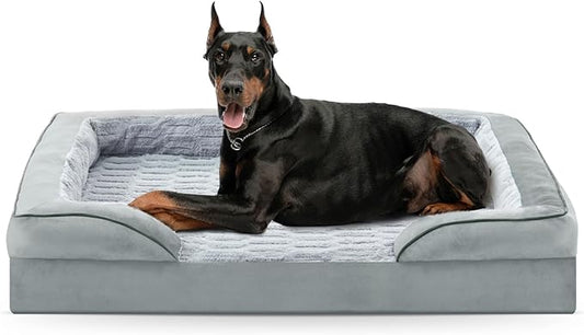 FURTIME Orthopedic Dog Bed for Extra Large Dogs - XL Plus Waterproof Dog Sofa Beds, Supportive Foam Pet Couch Bed with Removable Washable Cover, Waterproof Lining and Nonskid Bottom, Light Grey-PurrikoPets