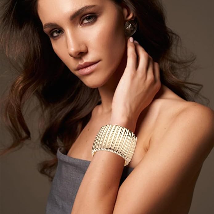 YMBYCM Chunky Bangle Bracelets for Women Trendy Wide Chunky Cuff Bracelets Wrap Bracelet