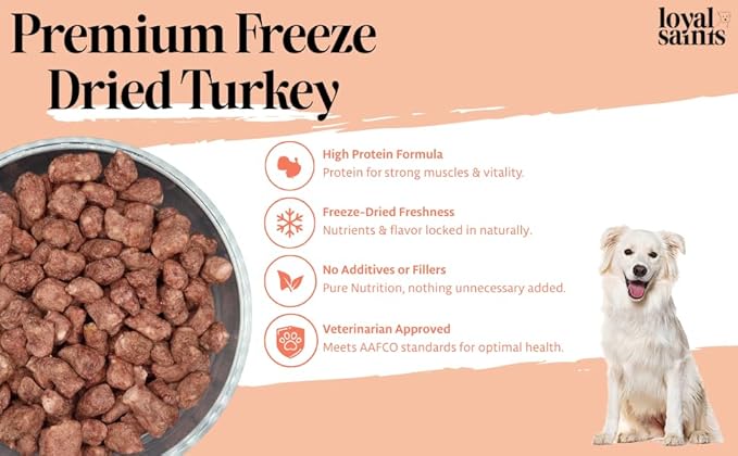 Freeze Dried Raw Dog Food - Premium Turkey and Salmon Flavor with High Protein and Grain Free Dog Food for All Breeds and Picky Eaters - Versatile as Meal Topper, Snack, and Treats, 14 Oz-PurrikoPets