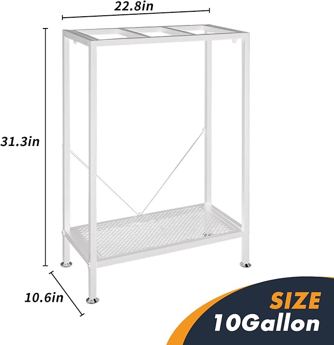 Fish Tank Stand: The Perfect 10 Gallon Metal Aquarium Stand Measuring 22.8" W x 10.6" D x 31.3" H to Fit Your Aquatic Display Needs. (10 Gallon-White)-PurrikoPets