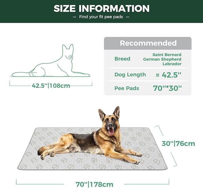 FXW Washable Pee Pads for Dogs, Puppy Pads with Super Absorbent, Specifically Designed for Potty Training, 70" × 30" Rectangle, Khaki, 2 Packs-PurrikoPets