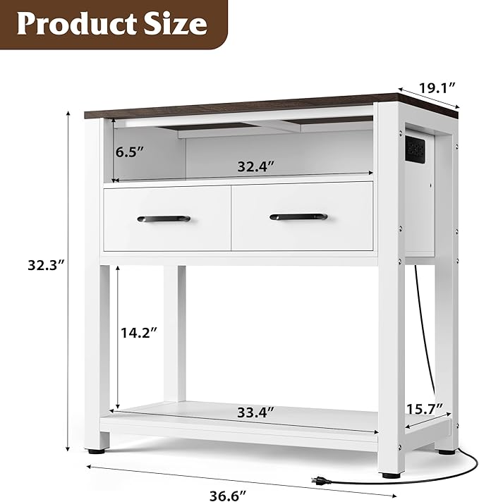 40-49 Gallon Fish Tank Stand with Two Storage Drawers, Heavy Duty Aquarium Stand with Waterproof Mat, Sturdy Metal Frame, 800 LBS Capacity Storage Cabinet, White-PurrikoPets