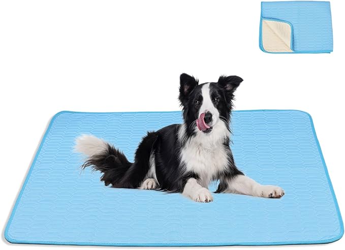 39 Inches× 29 Inches Cooling Mat for Dogs/Cats Immediately Dog Cooling Mat in Summer, Ice Silk Latex Anti-Slip Pet Sleeping Pad Sky Blue Dog Pad Suitable for Car/Indoor/Tourism Use-PurrikoPets