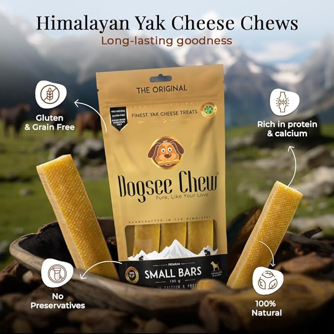 Dogsee Original Himalayan Yak Cheese Dog Chews (Small - 3 Bars) | Fights Plaque and Tartar| Yak Chews for Small Dogs | Rawhide Free | Easily Digestible Dog Treats-PurrikoPets
