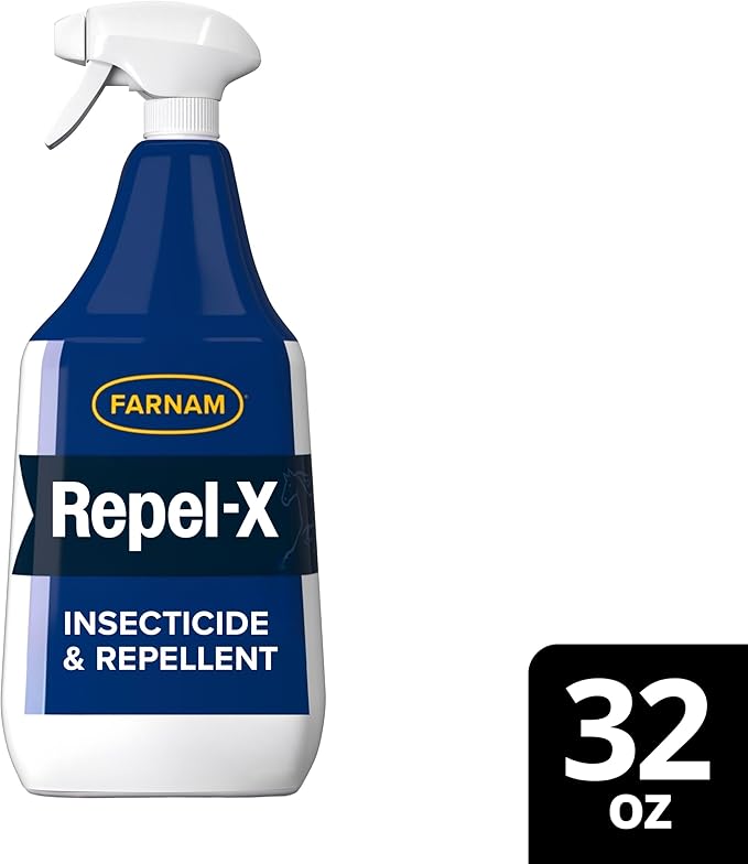 Farnam Repel-X Ready-To-Use Fly Spray, Insecticide And Repellent For Horses And Dogs, 32 Fluid Ounces, 1 Quart Bottle With Trigger Sprayer-PurrikoPets
