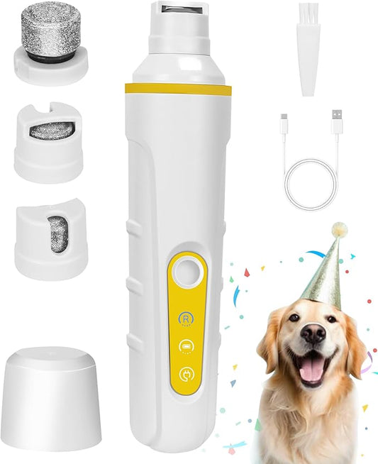 Dog Nail Grinder with Enhanced LED Light – Super Quiet, 2-Speed, USB-C Rechargeable, LED Smart Display, 3 Grinding Options, Pet Nail Trimmer for Dogs Cats and All Pet Sizes-PurrikoPets