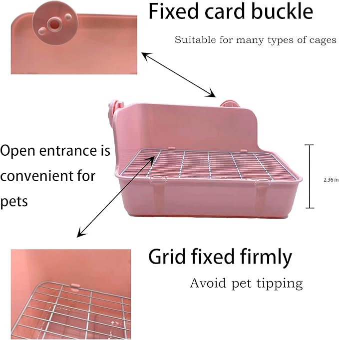 11Pcs Rabbit Litter Box Toilet,Bunny Corner Litter Bedding Plastic Square Grate Guinea Pig Bunny Ferret Hamster Hedgehog, Potty Trainer Bedding Box for Guinea Pig Ferret Hamster Hedgehog (Pink)-PurrikoPets