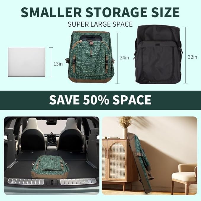 Extra Large Cat Carrier Soft Sided, Portable Small Dog Carrier for 2 Cats, 24"x16.5"x16" Car Travel Folding Comfortable Design, Green-PurrikoPets