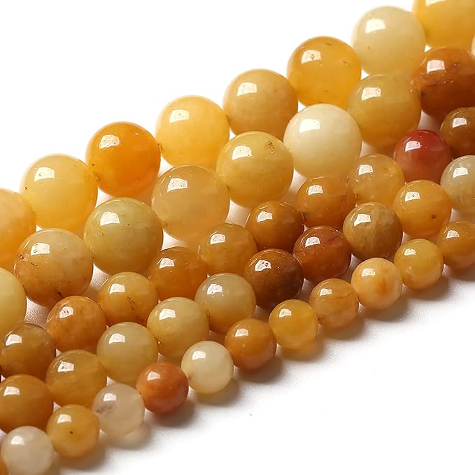 6mm 60pcs Natural Yellow Aventurine Jade Beads Round Loose Beads Energy Crystal Healing Power Gemstone for Jewelry Making DIY Bracelet 15 Inch