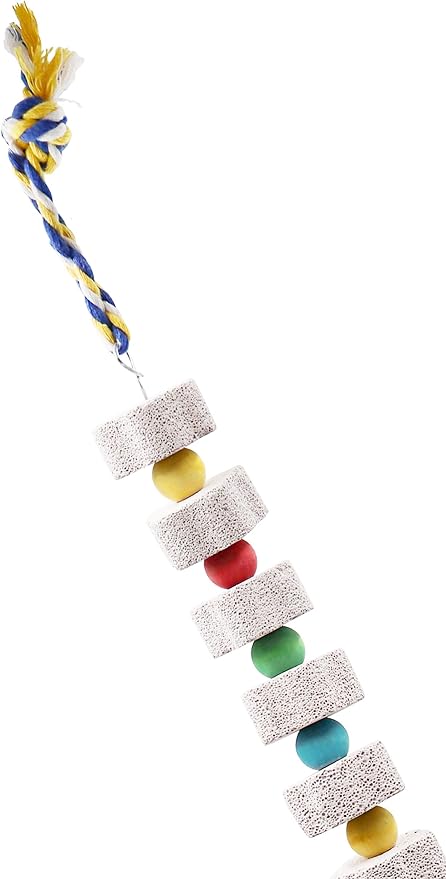 2 Pack 27 Inches Extra Long Bird Chewing Toy, Parrot Beak Grinding Calcium Stone with Bells, Bird Cage Accessories, Cage Toys for Cockatiel Parakeet Parrot Budgies Rat Hamster Rabbit African Grey-PurrikoPets