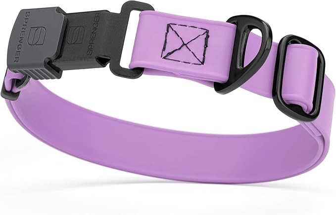 Dogline Biothane Waterproof Dog Collar with Herm Sprenger Stainless Steel Quick Release Buckle – Heavy Duty Tactical Durable Collar for Dogs – Comfortable and Safe Pet Collar W 3/4" L 12-19" Amethyst-PurrikoPets