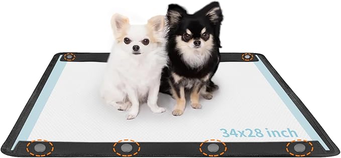 Dog Pee Pad Holder, Oxford Cloth Material, Fit 28"x34" Pad,Puppy Pad Holder, 8 Powerfu Magnetic Clips, Indoor Dog Potty, Black-PurrikoPets