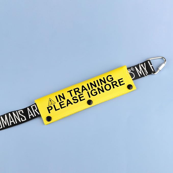 Funny Dog Leash Sleeve in Training Please Ignore Dog Leash Wrap Sleeve Alert Tag Pet Birthday Gift (Training Please Ignore-YE Sleeve)-PurrikoPets