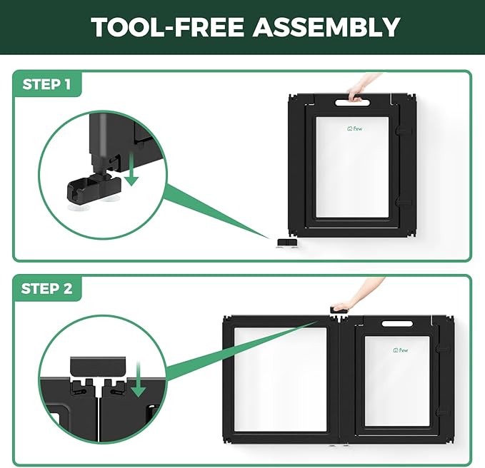 FXW AuraSpace Acrylic Indoor Unleashed Dog Playpen for Puppies and Small Dogs, 24 Inch, 6 Panels, Black-PurrikoPets