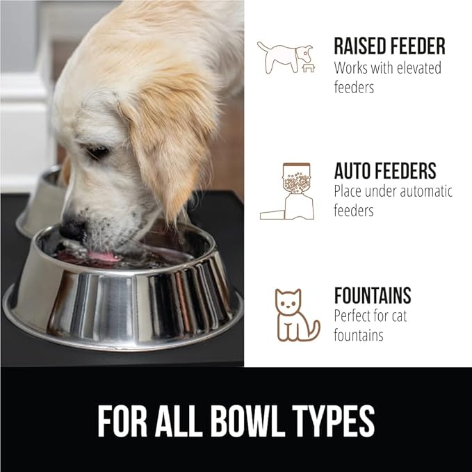 GORILLA GRIP 100% Waterproof Raised Edge BPA Free Silicone Pet Feeding Mat, Dog Cat Food Mats Contain Spills Protects Floors, Placemats for Cats and Dogs Water Bowl, Pets Accessories 16x10, Black-PurrikoPets