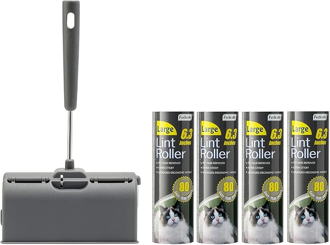 Fedicelly Lint Rollers Pet Hair Extra Sticky Furniture,Cat Dog Hair Remover Laundry Clothes Carpet, 6.3 inches Wider with 320 Sheets Large Lint Remover Brush for Couch-PurrikoPets