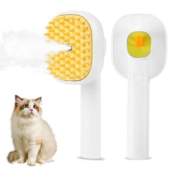 3-in-1 Cat & Dog Steam Brush – USB Rechargeable Spray Grooming Comb with Silicone Teeth – Anti-Static, Shedding Control & Massaging for All Hair Types Long/Short Hair Pets (Green)-PurrikoPets