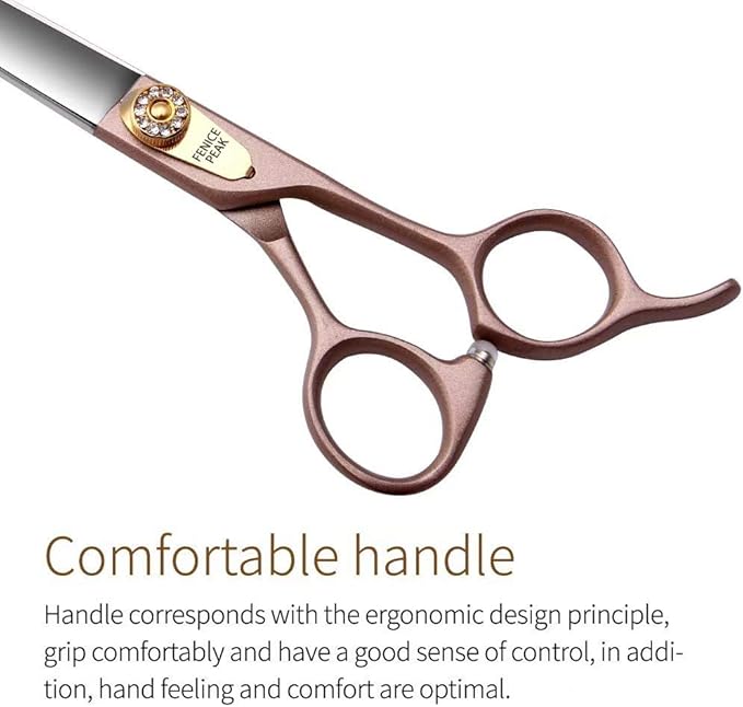 Fenice Peak 8'' Dog Straight Scissors for Grooming 440C Stainless Steel Rose Gold Professional Pet Trimming Scissors Sharp Blades Cutting for Dogs and Cats Shears-PurrikoPets