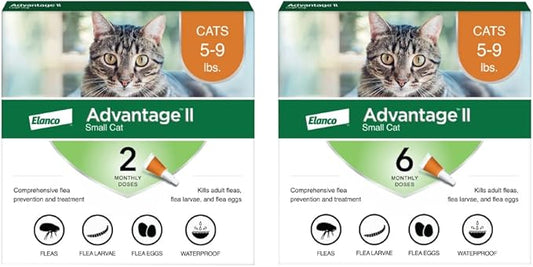 Advantage II Small Cat Vet-Recommended Flea Treatment & Prevention | Cats 5-9 lbs. | 8-Month Supply-PurrikoPets