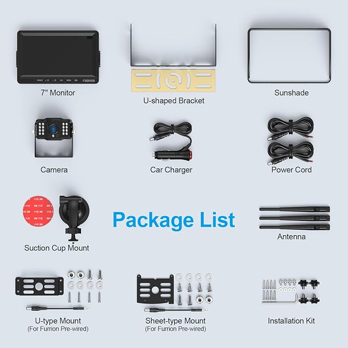 Fookoo HD 1080P 7-inch Wireless Backup Camera for Furrion RV, 7" Split Screen Monitor Plug-Play Easy Setup Rear View Camera DIY Guide Lines Waterproof for Truck RV Trailer Camper Motorhome - DW70101-PurrikoPets