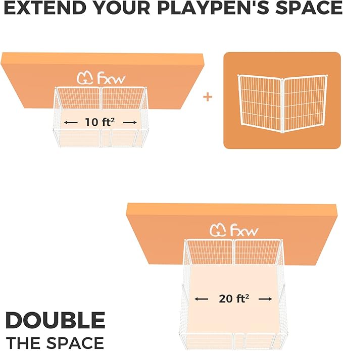 FXW Homeplus Unleashed Indoor Dog Playpen - Stress-Free and Safe Play, Heavy Duty 32 Inch 2 Wire Panels Dog Pen for Puppy and Small Dogs, White│Patented-PurrikoPets