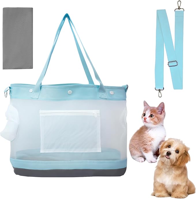 Dog Purse Carrier for Small Dogs Cat Kitty Puppy Rabbit Bunny Dog Cat Bag Carrier for Animals up to 22lbs Soft Sided Collapsible Pet Carrier Sling for Outing Travel Vet-Light Blue-PurrikoPets