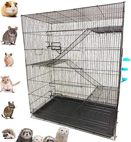 Extra Large 4-Floors with Tight 3/8-Inch Bar Spaing for Ferret Chinchilla Sugar Glider Rats Mice Hamster Gerbil Squirrel Rodent Degu Dagus Small Animal Critter Cage-PurrikoPets