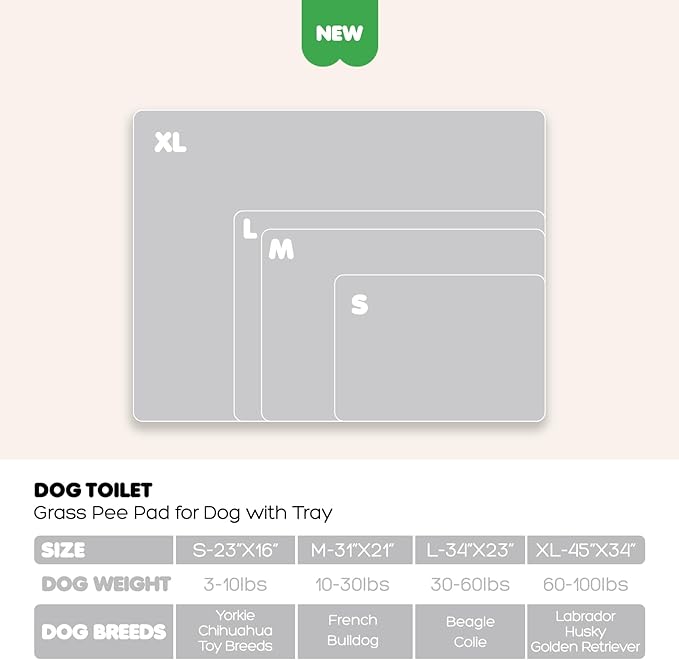 Dog Grass Pad with Tray, 31×21in Medium Litter Box, 2×Grass Pad for Dogs Potty Washable, Thick Soft Odor-Free Hemmed Dog Pee Grass, Indoor Potty Training Balcony-PurrikoPets