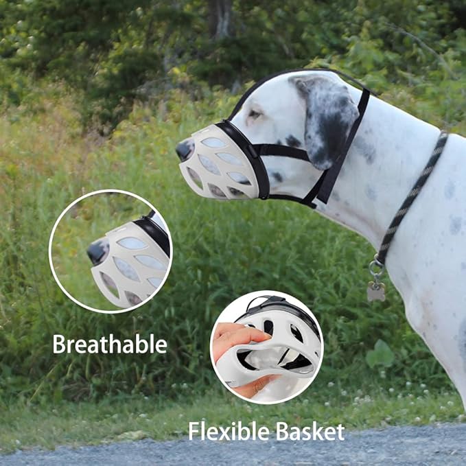 Dog Muzzle, Breathable Basket Muzzles for Small, Medium, Large and X-Large Dogs, Prevent Barking, Biting, Chewing Dog Mouth Cover Gray-PurrikoPets