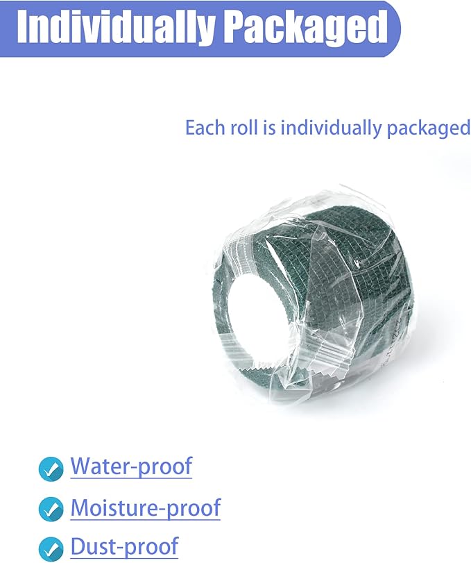 9 Pack 2" x 5 Yards Self Adhesive Bandage Wrap Self Stick Wrap for Ankle, Wrist, Finger, Sports, Breathable Cohesive Vet Tape for Pets (Dark Green)-PurrikoPets