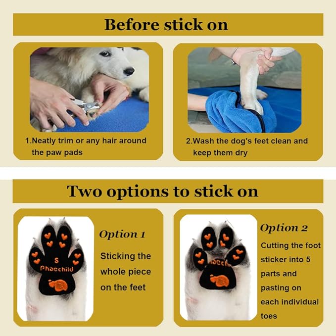 Dog Paw Pads Anti-Slip Grips,Dog Paw Protectors for Senior Dogs on Hot Pavement,Provides Traction to Keep Them from Slipping on Smooth Floors 20 sets-80 Pads Black S-PurrikoPets